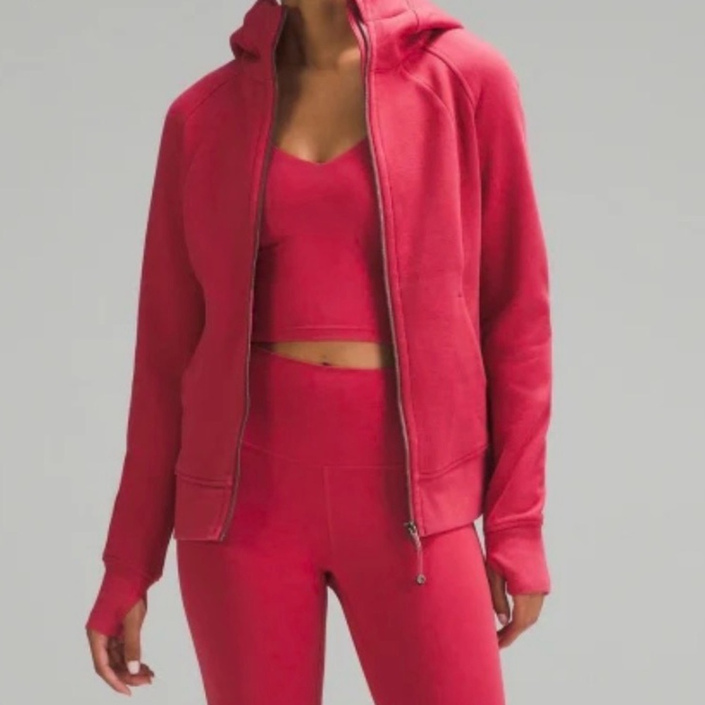 Lululemon Soft Fleece Scuba Hoodie Jacket Size 12 Pink Vintage Rose